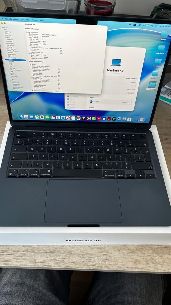 Macbook Air 13" M3 8C-CPU 10C-GPU 16GB 256GB Midnight, Computers en Software, Apple Macbooks, Ophalen, 256 GB, Qwerty, 13 inch