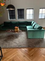 Zeer goed uitziende bank fluweel groen, Ophalen, Hoekbank, 300 cm of meer, Zo goed als nieuw