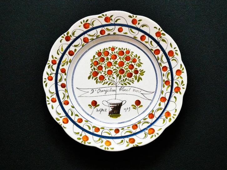 Herinneringsbord geboorte Juliana 30 April 1909 Oranjeboom, Antiek en Kunst, Antiek | Keramiek en Aardewerk, Ophalen of Verzenden