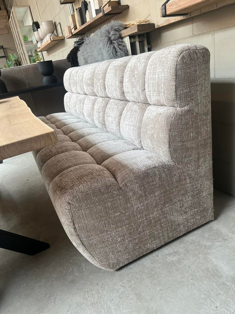 Eetbank op voorraad 200cm taupe marbella, Overige kleuren, Verzenden, Nieuw, Stof