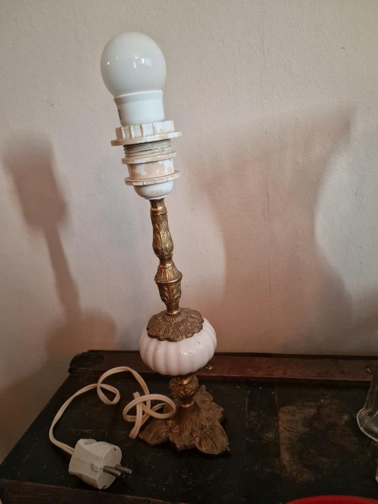 Vintage tafel lamp Messing, Ophalen of Verzenden, Gebruikt, Minder dan 50 cm