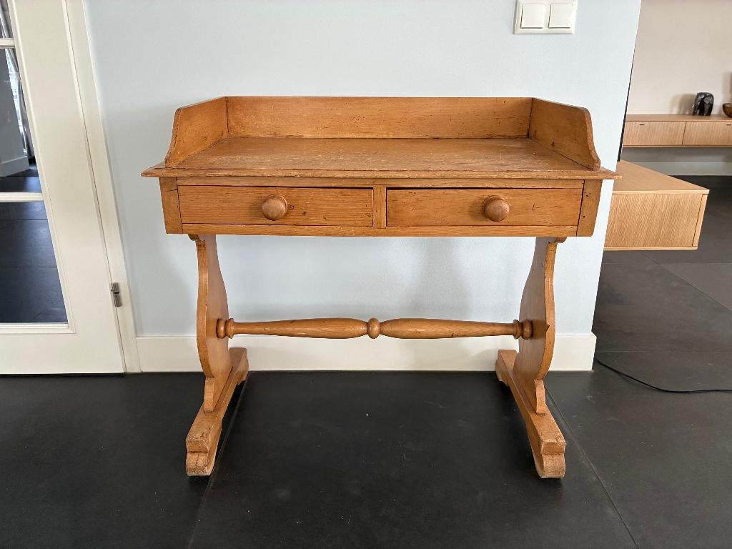 Uniek oud grenen tafeltje, kaptafel, bureau, sidetable., Huis en Inrichting, Tafels | Sidetables, Ophalen, Gebruikt, 50 tot 100 cm