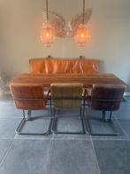 Eettafel Industrieel met Massieve Hooiplanken en Hongaarse P, Ophalen, Gebruikt, 200 cm of meer, 50 tot 100 cm