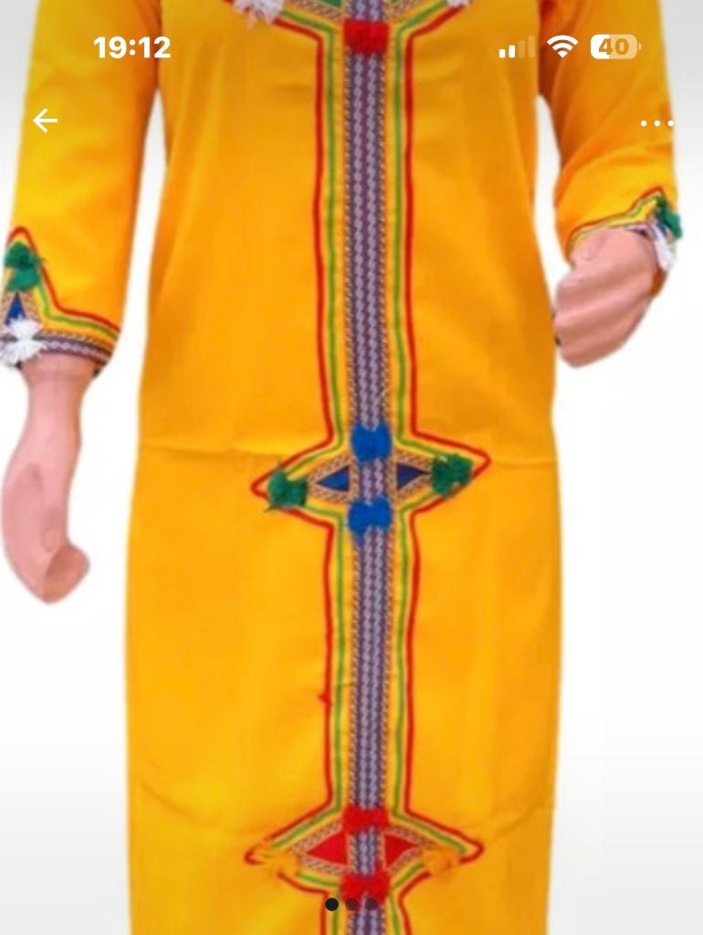 Amazigh berber kaftan, Maat 38/40 (M), Overige typen, Geel, Ophalen of Verzenden