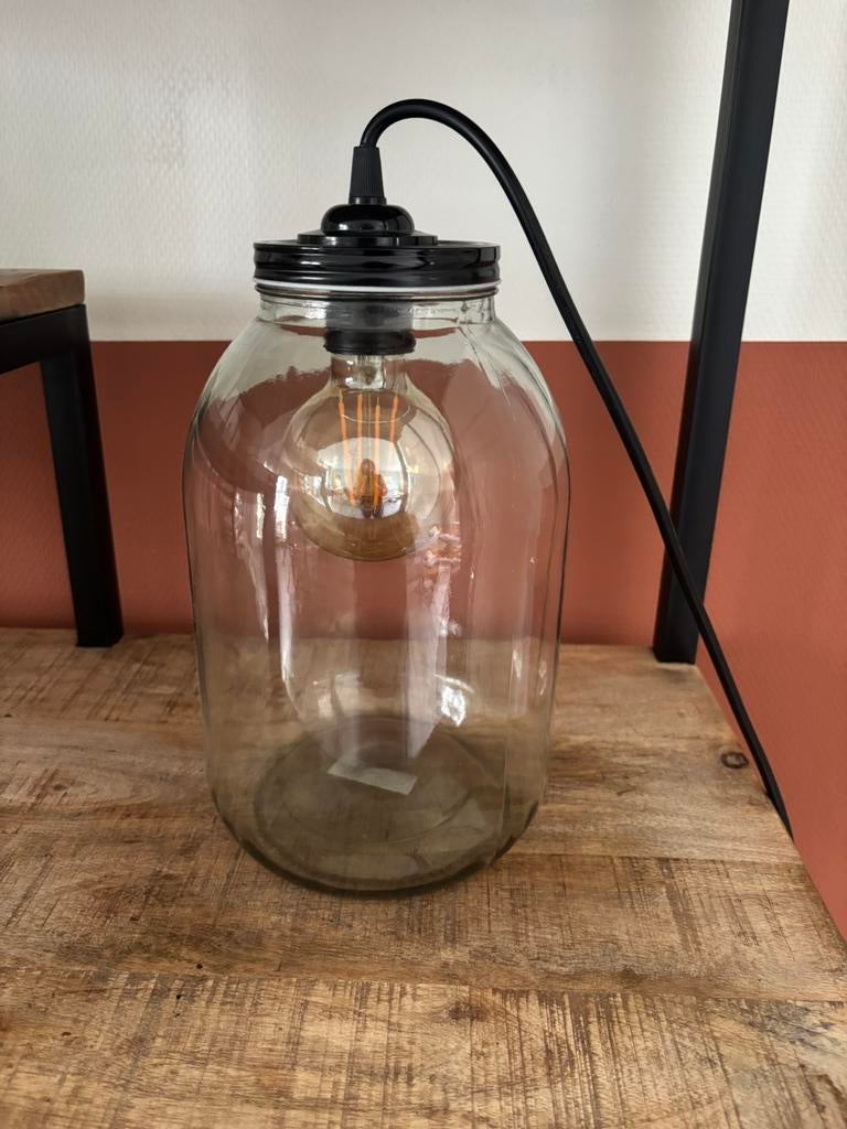 Glazen tafel lamp, Ophalen of Verzenden, Zo goed als nieuw