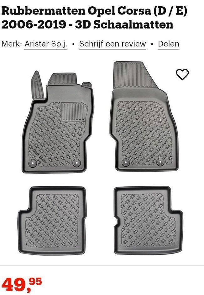 Cool liner rubberen automatten Opel Corsa D/ E, Auto diversen, Automatten, Nieuw, Ophalen of Verzenden