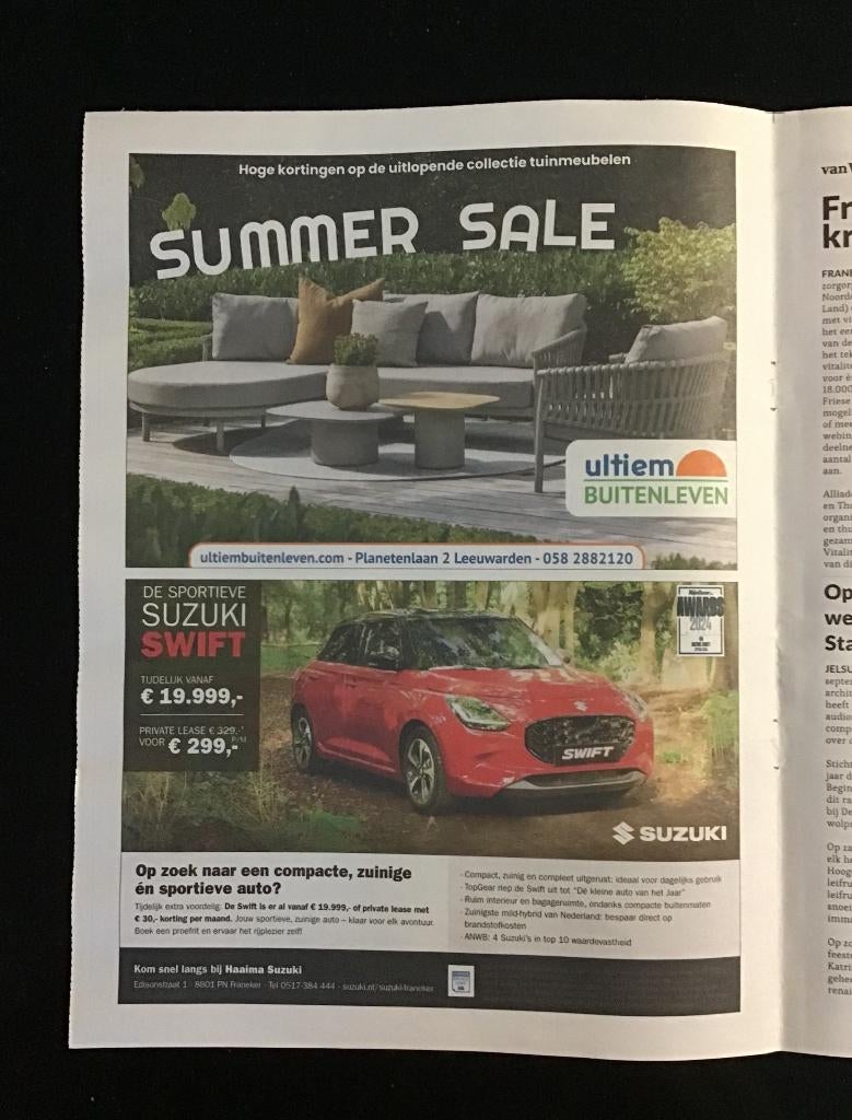 Advertentie van Suzuki Swift. Uitgave 2025., Verzenden, 1980 tot heden, Nederland, Knipsel(s)