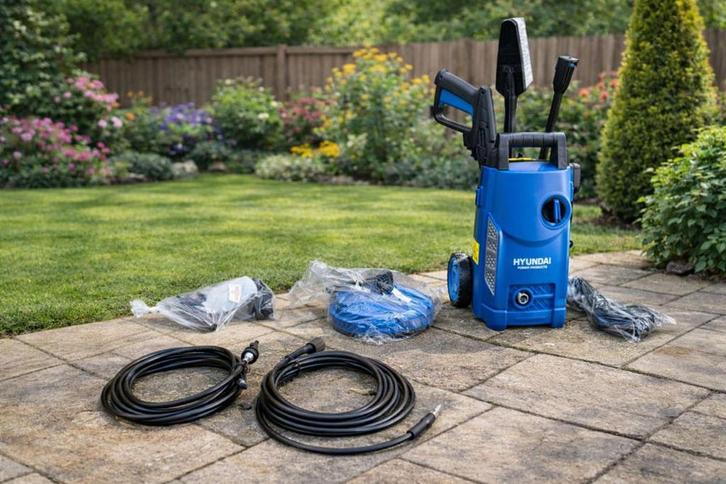 NIEUW Hyundai hogedrukreiniger incl 7 accessoires (Partij), Tuin en Terras, Hogedrukreinigers, Nieuw, Elektrisch, Met autostop en -start