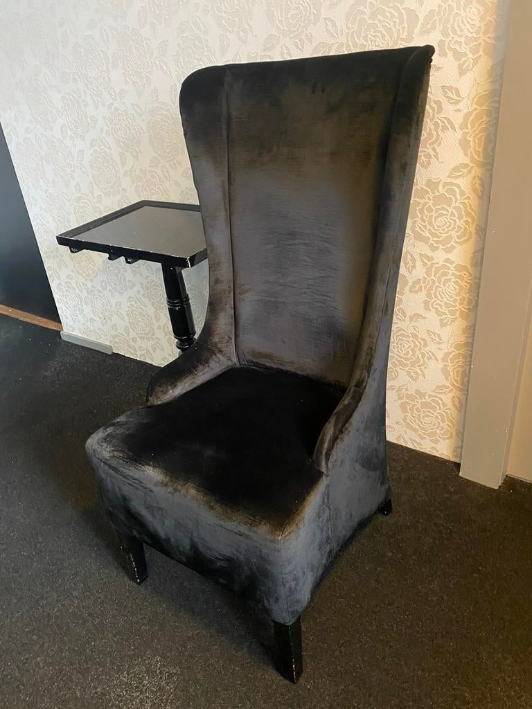 3 zwarte hoge veloes stoffen  stoelen, Huis en Inrichting, Stoelen, Ophalen, Zo goed als nieuw, Zwart