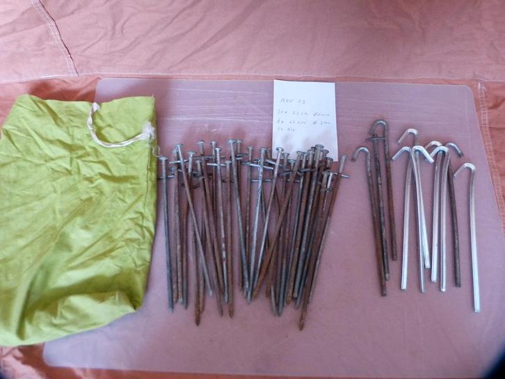 Adv. 29 41haringen 30x 23cm haringen staal 6x 22cm 5x div., Caravans en Kamperen, Kampeeraccessoires, Gebruikt, Ophalen