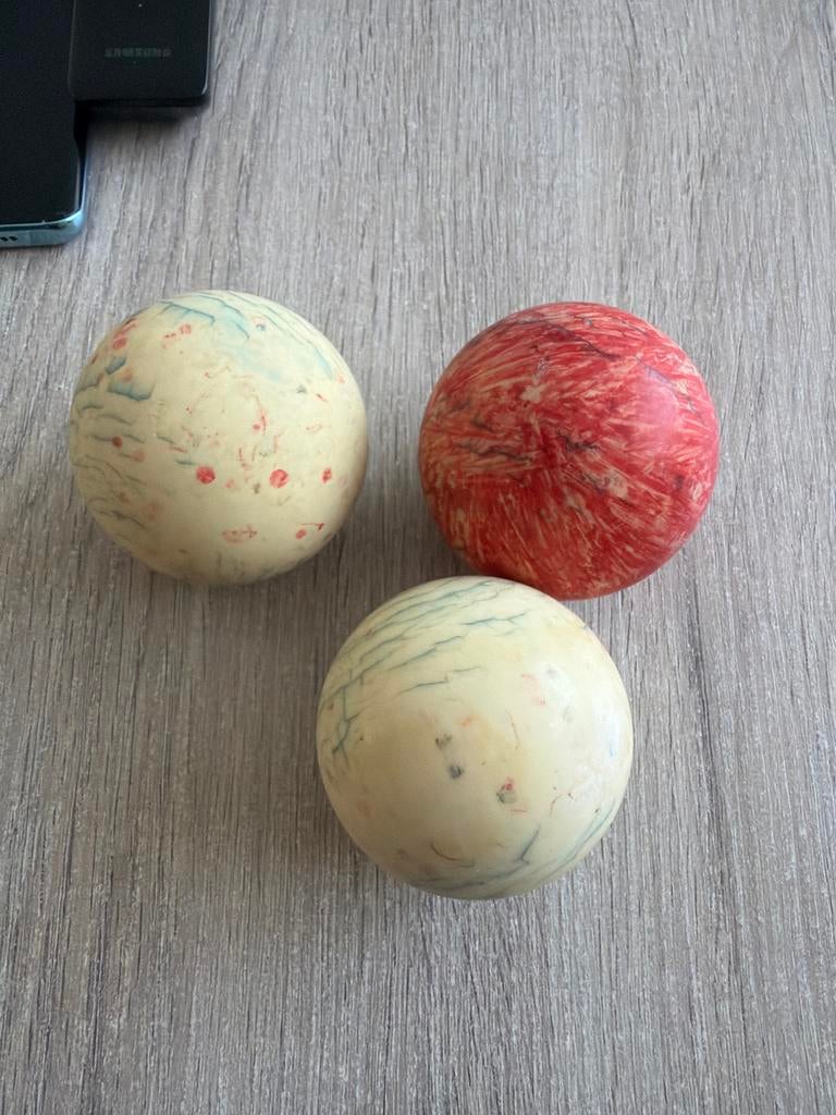 Antieke Ivoor Kleur Biljartballen - Set van 3, Ophalen of Verzenden, Gebruikt, Keu of Ballen