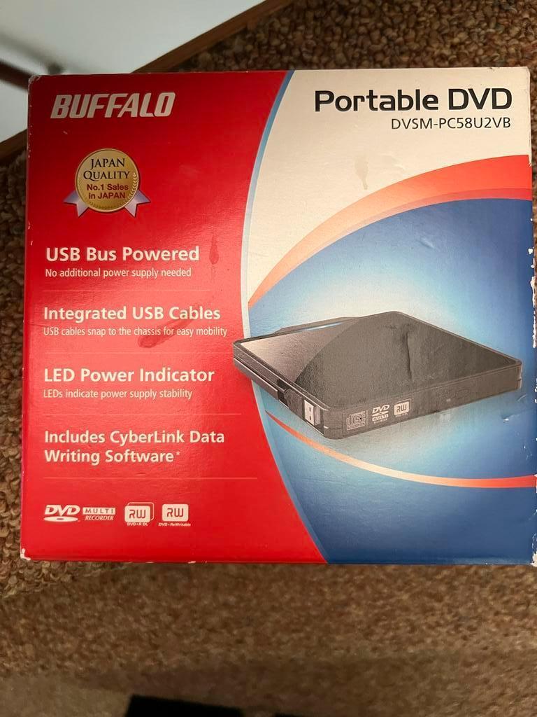 Buffalo Portable DVD DVSM-PC58U2VB/ Nieuw, Computers en Software, Optische drives, Ophalen of Verzenden, Gebruikt, Extern, Dvd