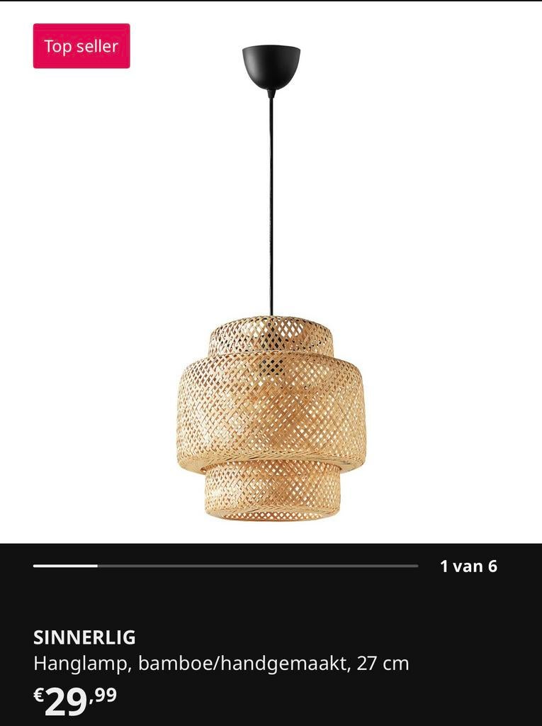 Sinnerlig lamp ikea, Ophalen of Verzenden, Nieuw, Minder dan 50 cm