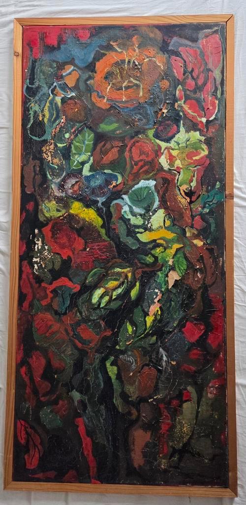 Bloemen. Fantasie. Groot. Olieverf op doek., Antiek en Kunst, Kunst | Schilderijen | Klassiek, Ophalen