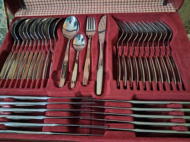 Art Deco Solingen Bestekset/bestek cassette Verguld 70-delig, Antiek en Kunst, Antiek | Bestek, Ophalen of Verzenden