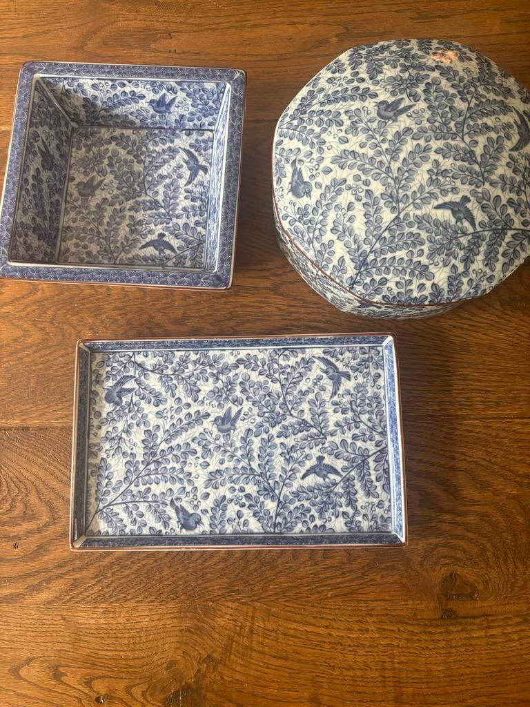 Vintage porseleinen set: bonbon schaal, cake schaal, koektro, Ophalen of Verzenden