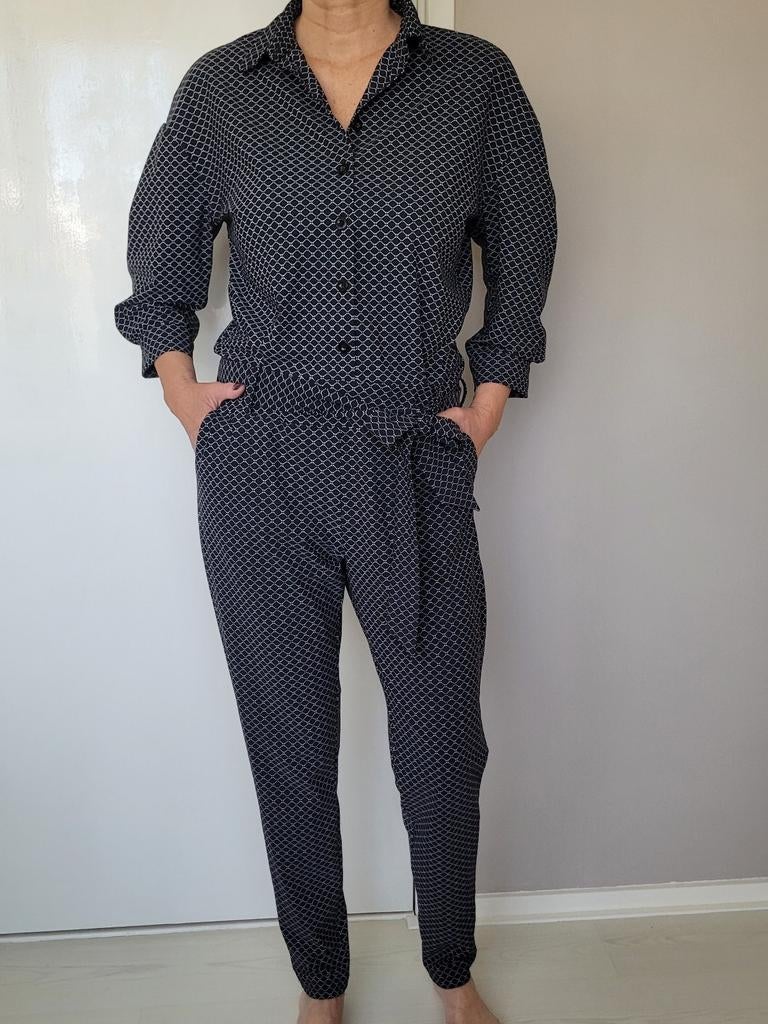 Studio Anneloes jumpsuit L Zwart/wit Travelstof, Studio Anneloes, Zwart, Maat 42/44 (L), Ophalen of Verzenden