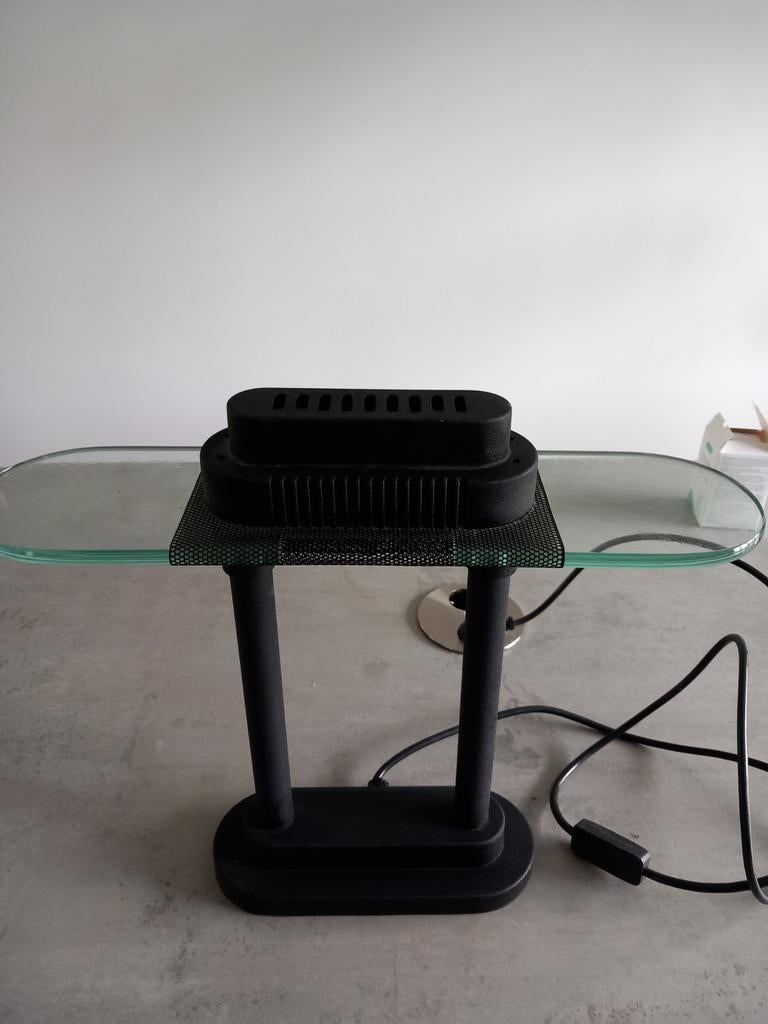 Vintage jaren 80 bankiers bureaulamp, Modern, Industrieel, Ophalen of Verzenden, Zo goed als nieuw, Glas