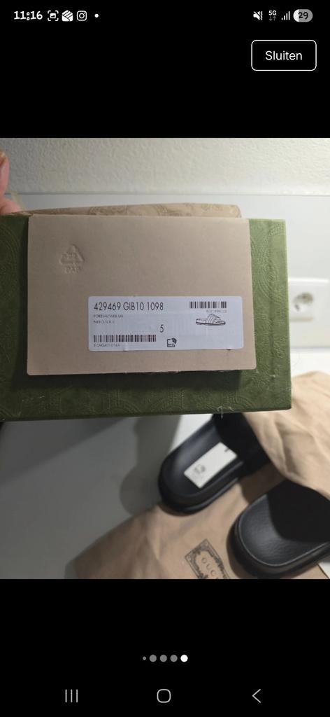 Gucci Slippers met Webdetail - Maat 5, Slippers, Zwart, Nieuw, Ophalen of Verzenden