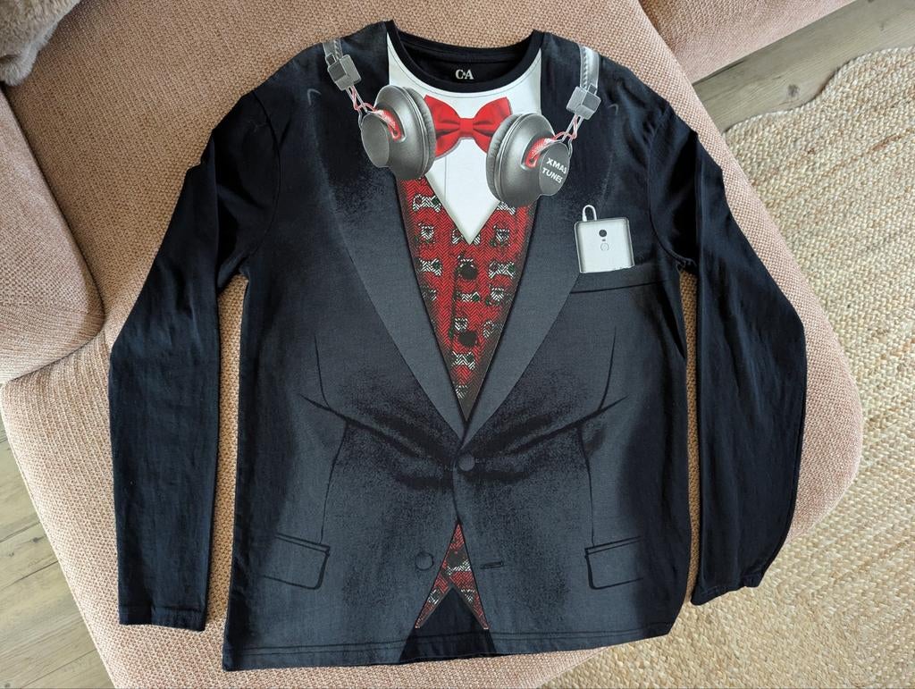 Kerst longsleeve / shirt met lange mouwen (maat 170), C&A, Jongen of Meisje, Ophalen of Verzenden, Zo goed als nieuw