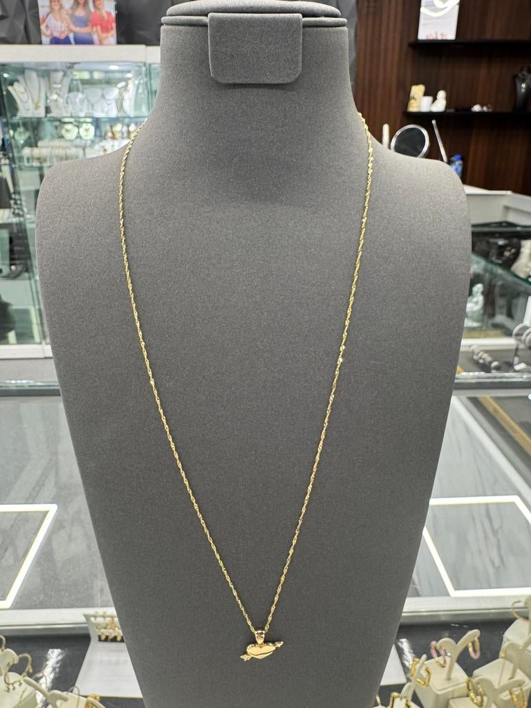 14K Goud - Gouden Ketting + Hanger - 14Karaat - Nieuw, Ophalen of Verzenden, Nieuw, Goud, Goud