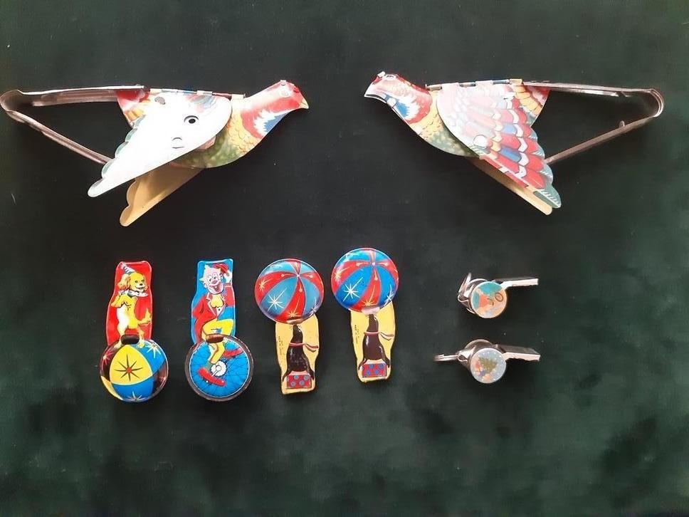 Vintage oude fluitjes. Blik., Antiek en Kunst, Antiek | Speelgoed, Ophalen of Verzenden