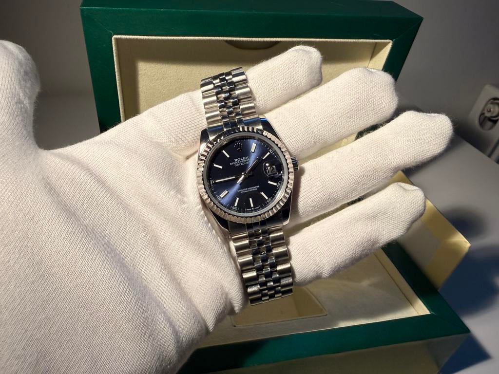 Rolex datejust 36 blauwe wijzerplaat, Ophalen, Zo goed als nieuw, Staal, Rolex
