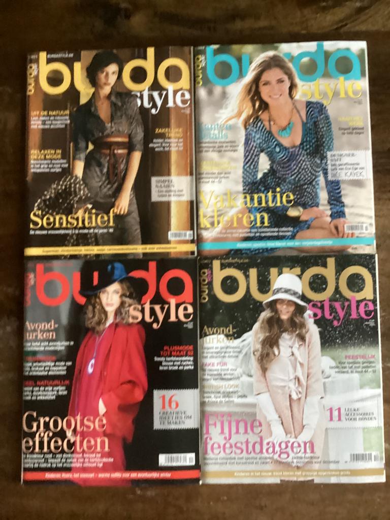 4x Burda Style naaitijdschriften, 1/7/11/12-2011., Hobby en Vrije tijd, Kledingpatronen, Ophalen of Verzenden, Zo goed als nieuw