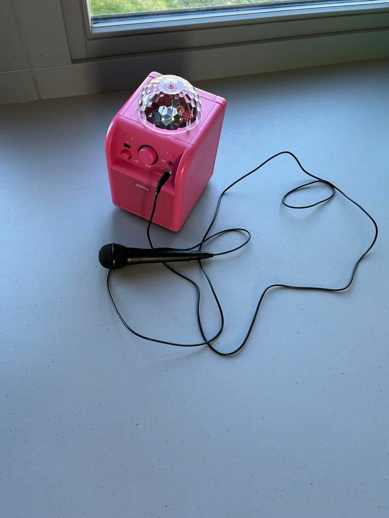Vonyx Karaoke Box met Discobal en Microfoon - Roze, Ophalen of Verzenden, Zo goed als nieuw, Complete set