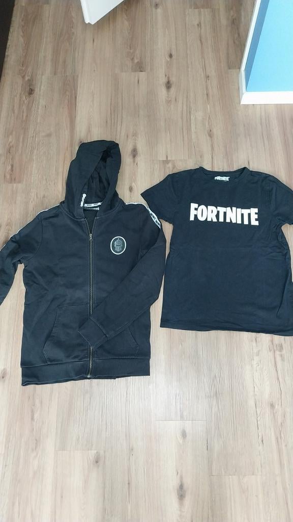 Fortnite vest en T-shirt set zwart maat 158 164, Ophalen of Verzenden, Gebruikt, Fortnite, Jongen