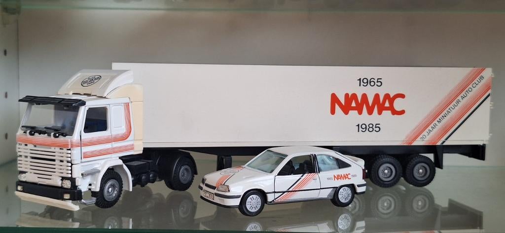 NAMAC 20 JAAR, SCANIA 142 V8, OPEL KADETT, Hobby en Vrije tijd, Modelauto's | 1:50, Ophalen of Verzenden, Zo goed als nieuw, Bus of Vrachtwagen