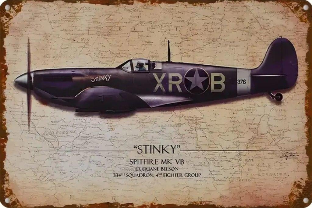 Spitfire metalen wandbord, Ophalen of Verzenden, Zo goed als nieuw, Kaart, Foto of Prent