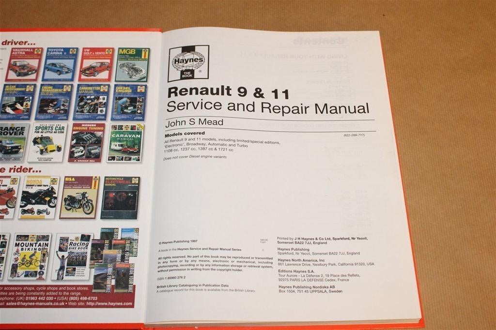 Renault 9 & 11 — Haynes Werkplaatshandboek [1982-1989], Ophalen of Verzenden