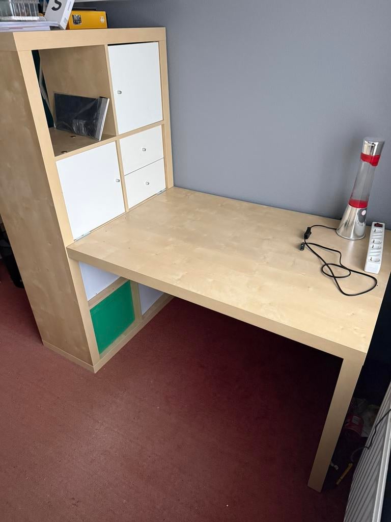 Bureau met kast - Kallax, Ophalen, Zo goed als nieuw, IKEA, Bureau-kast combinatie