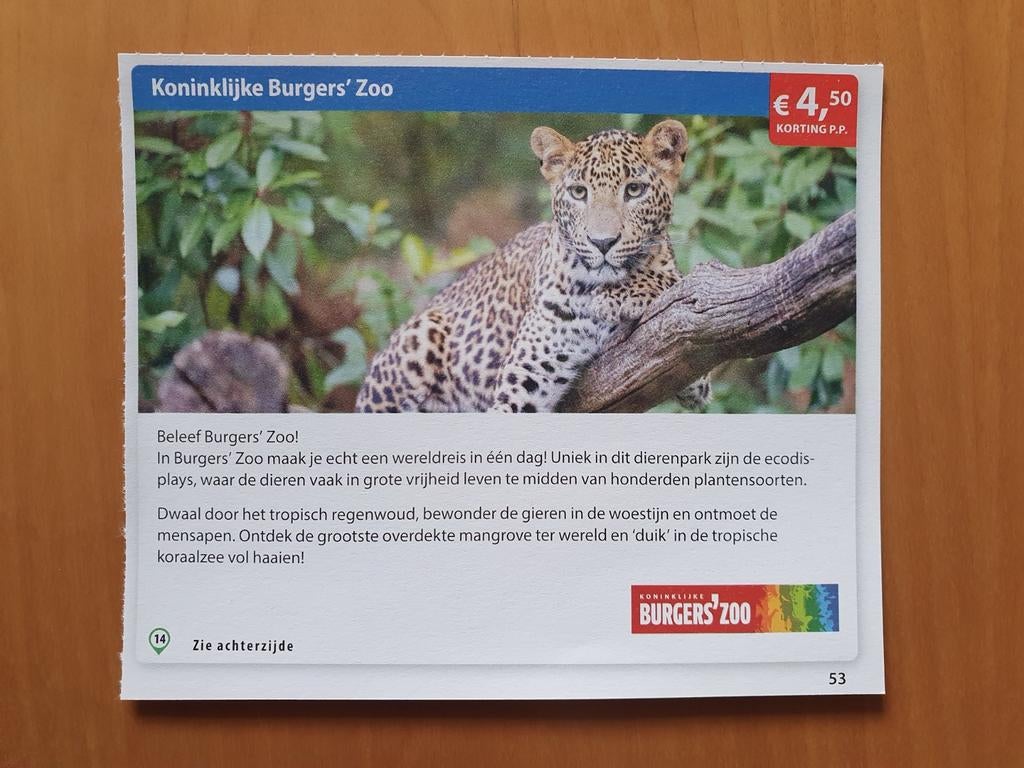 Koninklijke Burgers' Zoo €4,50 korting p.p., Tickets en Kaartjes, Drie personen of meer, Kortingskaart