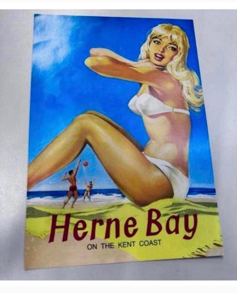 Vintage travel railway poster A4 Herne Bay On the Kent coast, Ophalen of Verzenden, Nieuw, A4 of kleiner