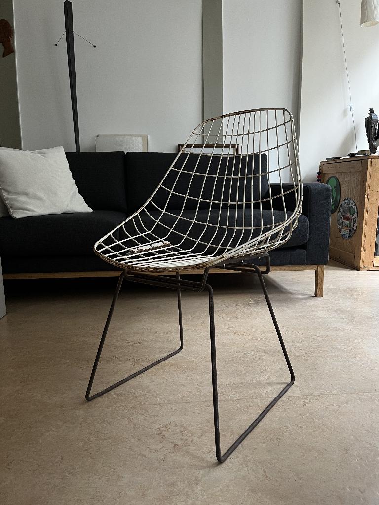 Vintage SM05 wire chair by CEES BRAAKMAN, Ophalen, Gebruikt, Wit, Metaal