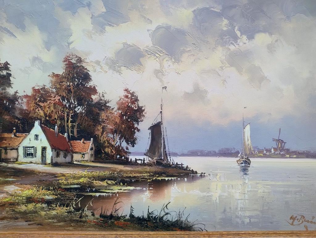 Olieverf Schilderij Johannes (Jan) Bruins ?, Antiek en Kunst, Kunst | Schilderijen | Klassiek, Ophalen of Verzenden