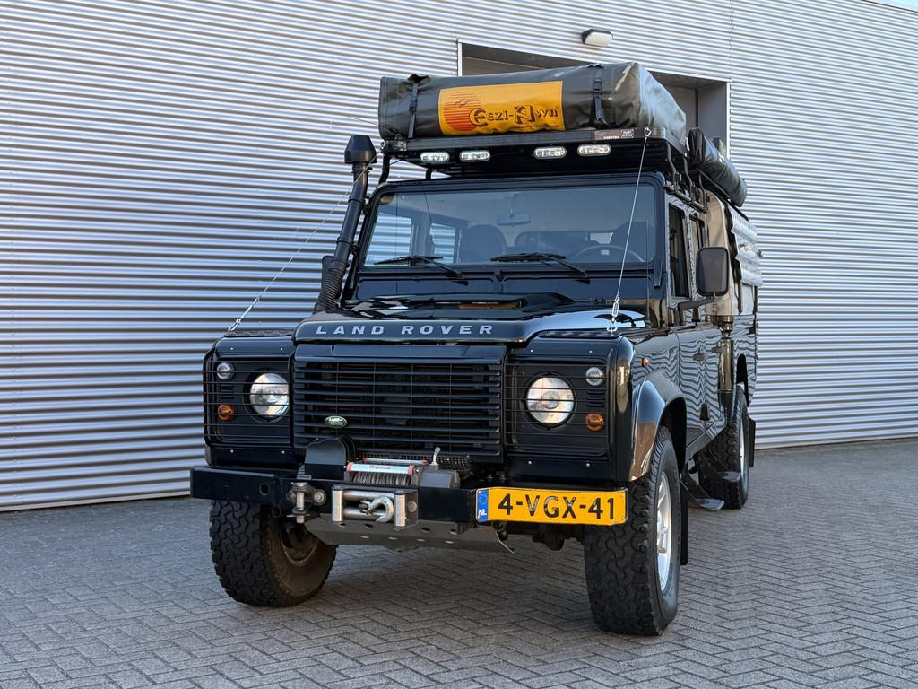 Land Rover Defender 2.4 TD 130" S Crew Cab I Daktent I Airco, Auto's, Stof, Gebruikt, Zwart, 4 cilinders