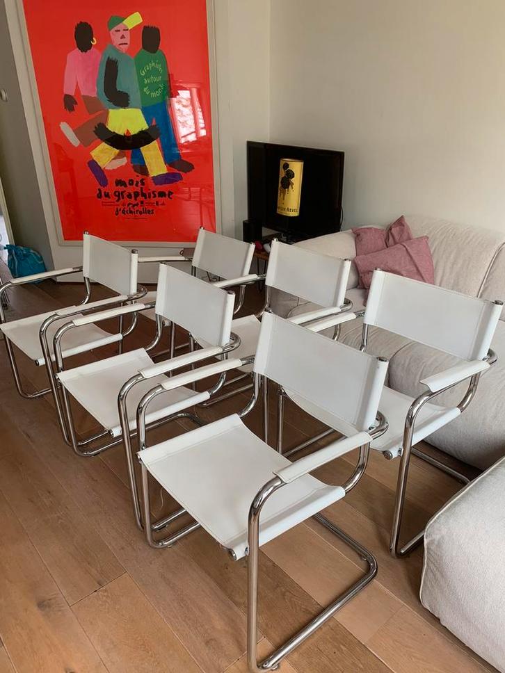 6 Vintage Leren Buisframe Stoelen, Huis en Inrichting, Stoelen, Gebruikt, Ophalen