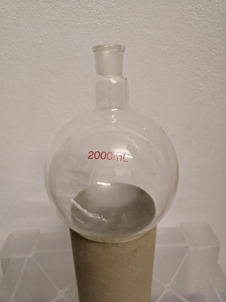 Laboratorium glas 2L Rondbodemkolf destillatie, Ophalen of Verzenden, Gebruikt, Overige typen