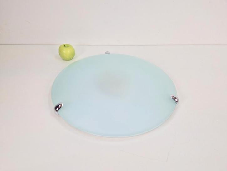 Vintage milan plafondlamp melk glas spain design ‘80, Huis en Inrichting, Lampen | Plafondlampen, Zo goed als nieuw, Glas, Metaal