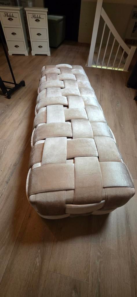 Luxe Goossens velvet bedbank Eric Kuster stijl, Ophalen of Verzenden, Zo goed als nieuw, Tweepersoons, Hout