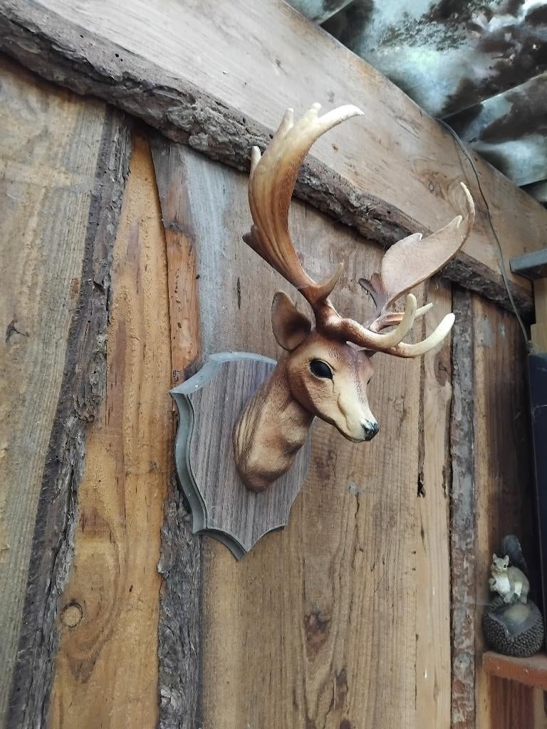 HERTENHOOFD MET GEWEI JR 60 ITALY Hertenkop  KUNSTSTOF, Antiek en Kunst, Ophalen