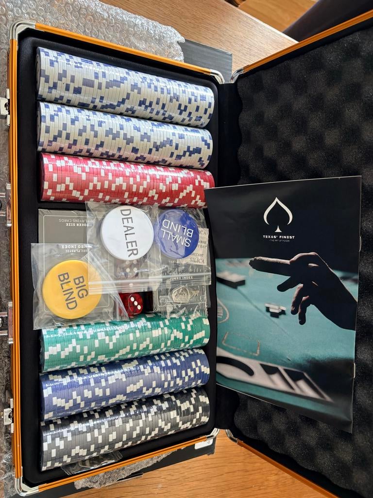 Nieuw Texas' Finest Pokerset in luxe koffer, Vijf spelers of meer, Ophalen of Verzenden, Nieuw