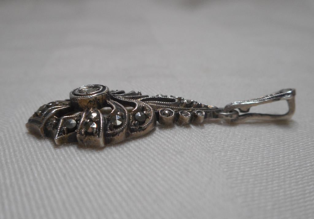 Zilveren antieke hanger met markasiet nr.487, Verzenden, Zilver, Hanger