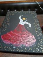 Schilderij stippeltechniek Spaanse danseres., Minder dan 50 cm, Minder dan 50 cm, Ophalen of Verzenden, Zo goed als nieuw