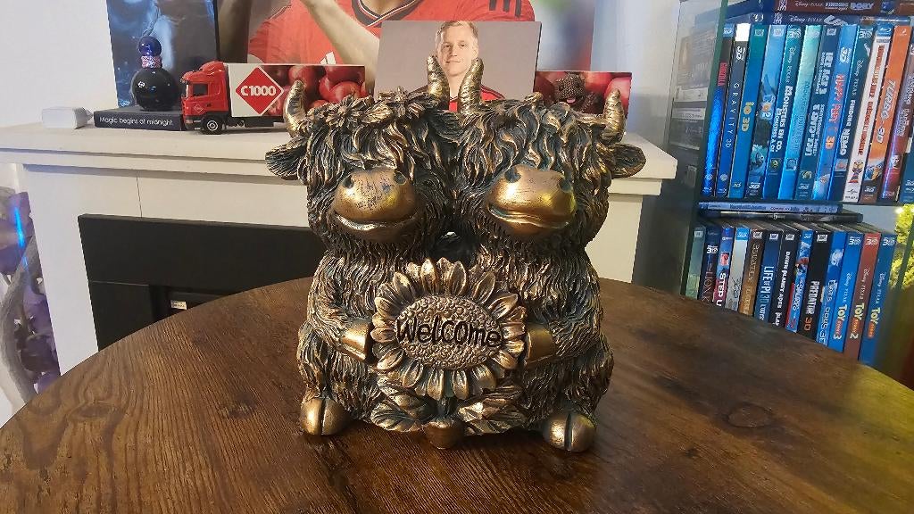 Schotse Hooglanders Beeld Welkom! Bronskleurig! NIEUW!, Ophalen of Verzenden, Nieuw, Overige typen