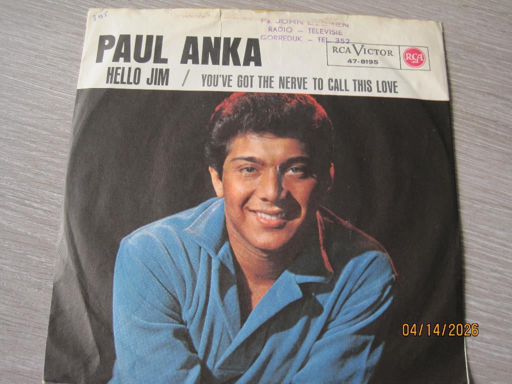 Paul Anka   -   Hello JIm, Gebruikt, Fotohoes, 7 inch, Single