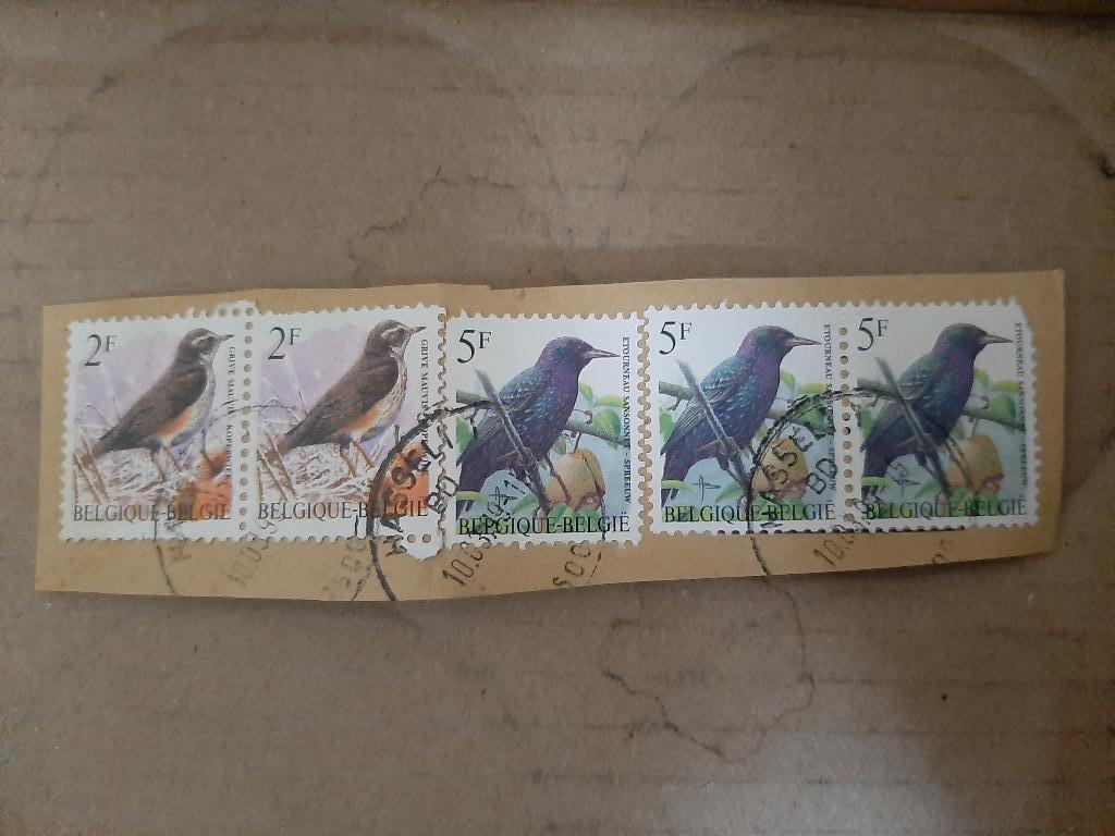 Belgie vogels, Verzenden, Gestempeld